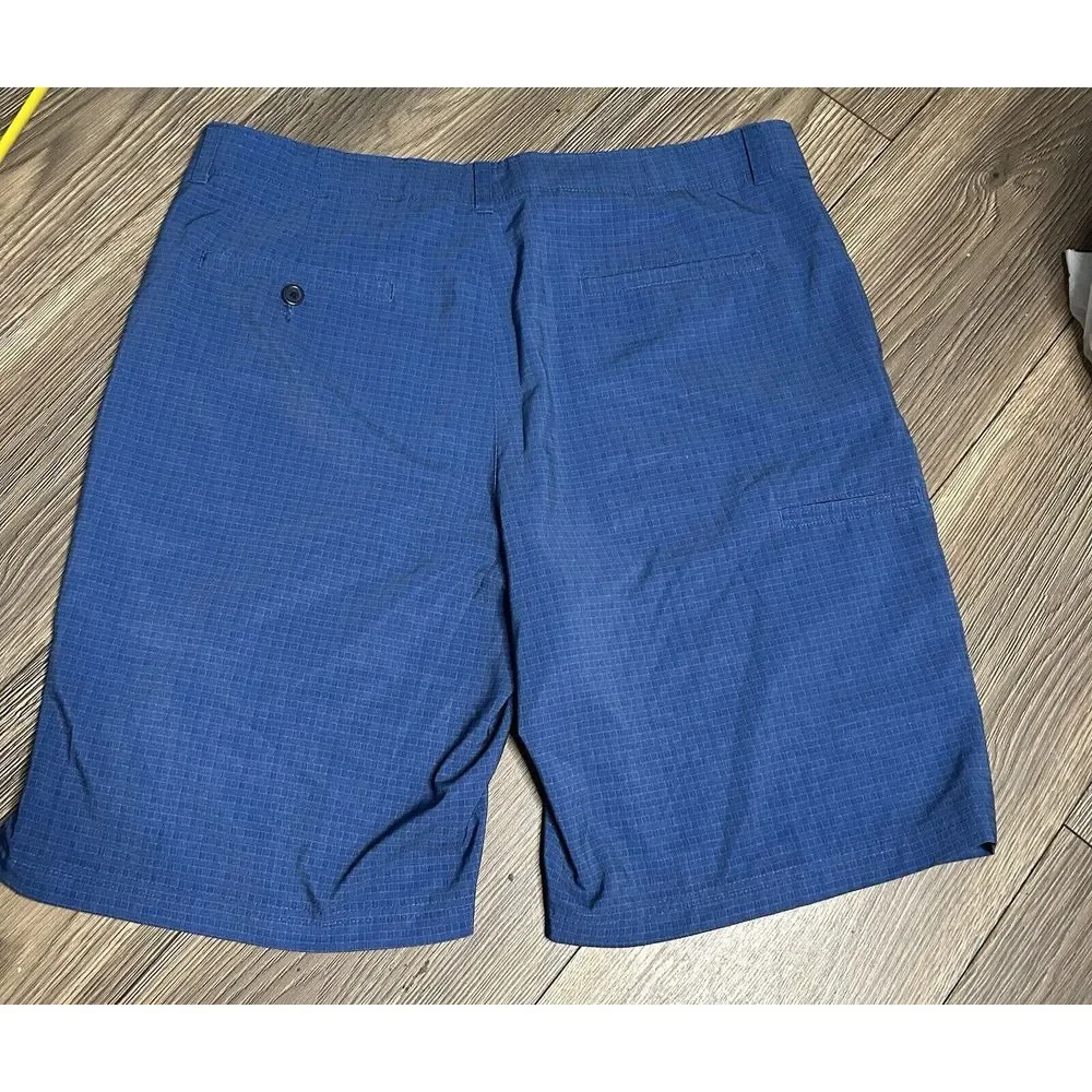 Jack Nicklaus‎ Golf Shorts Mens 36 Blue Check Stretch Tech Fabric Golden Bear